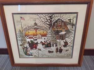 lot 41 image: Charles Wysocki Christmas Greeting Framed Art