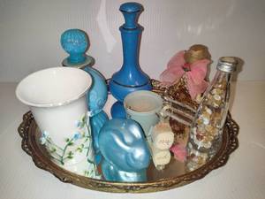 lot 73 image: Vintage Glass Vanity Tray, Avon Perfumes & More