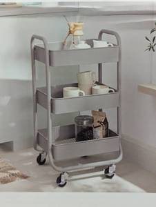 lot 105 image: 3 Tier Metal Utility Cart - Brightroom - Gray