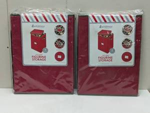 lot 120 image: Set of 2 - Whitmor Holiday Figurine Storage Red Polypropylene Utility Storage Bin, 17 H x 12.75 W