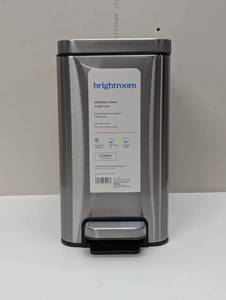 lot 76 image: 10L Stainless Slim Step Trash Can - Brightroom