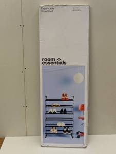 lot 79 image: Expandable Shoe Shelf - Room Essentials Freestanding Steel Shoe Rack, Holds 30 Pairs