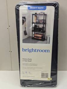lot 87 image: 4 Tier Plastic Shelf Unit Black - Brightroom Utility Storage Shelves, 55.8 Height, 70 lbs