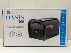 lot 89 image: Architectural Mailboxes Oasis Modern Galvanized Steel Post Mount Black Mailbox
