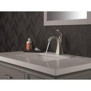 lot 6 image: Delta Pierce Single Hole Single-Handle Bathroom Faucet in SpotShield Brushed Nickel Customer Returns See Pictures