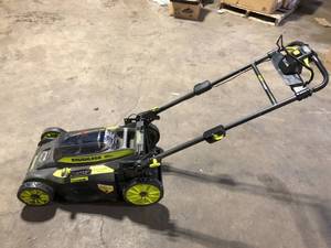 lot 18 image: RYOBI 40V HP Brushless 20 in. Cordless Electric Battery Walk Behind Self-Propelled Lawn Mower Tool Only No Bag  Customer Returns See Pictures