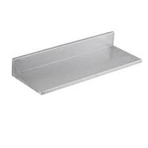 lot 12 image: SVOPES 8.6 in. x 24 in. Stainless Steel Shelf, Wall Mounted Floating Shelving with Backsplash, 44 lbs. Load Capacity.Silver.   Customer Returns See Pictures
