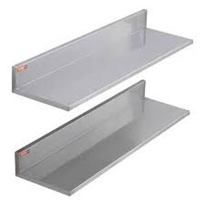 lot 21 image: VEVOR Stainless Steel Shelf 8.6 in. x 30 in. Wall Mounted Floating Shelving Heavy Duty Storage Rack Silver, 2-Piece  Customer Returns See Pictures