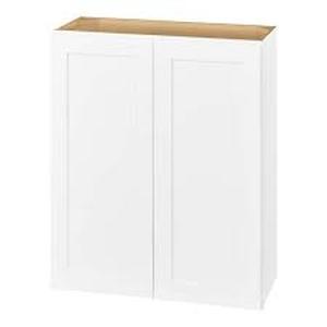 lot 24 image: Hampton Bay Avondale 30 in. W x 12 in. D x 36 in. H Ready to Assemble Plywood Shaker Wall Kitchen Cabinet in Alpine White Customer Returns See Pictures