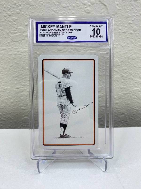 lot 2D image: 1978 Landsman Sport Deck Mickey Mantle Playing Cards 7 of Clubs Graded CCG Gem Mint 10 T