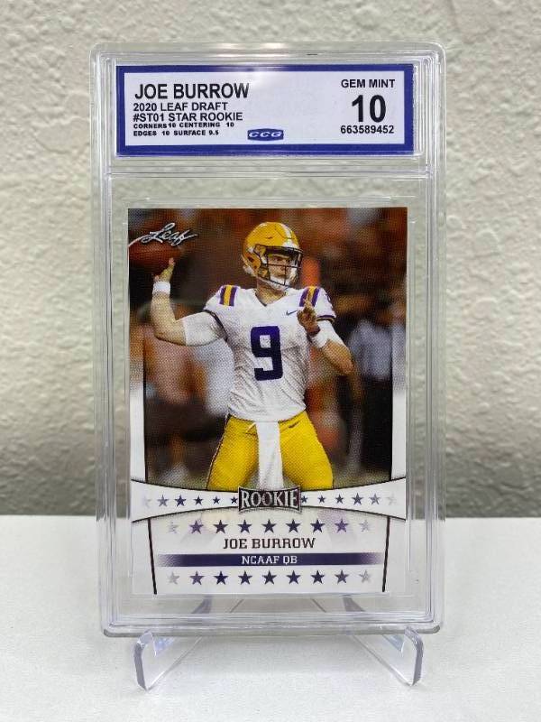 lot 5D image: 2020 Leaf Draft Joe Burrow Star Rookie #ST01 Graded CCG Gem Mint 10 T