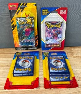 lot 47B image: Brand New Pokmon TCG Sword & Shield Silver Tempest Card Pack, Pokmon Sword & Shield Lost Origin Booster Pack and 1 Foil Card and 2 Pokmon TCG Mystery Packs of 20 Cards with 1 Foil Card N