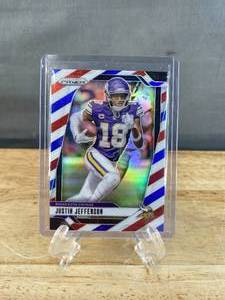 lot 56 image: 2024 Panini Prizm Justin Jefferson Red, White, and Blue Prizm #187 T