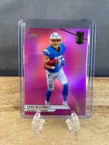 lot 62 image: 2024 Panini Donruss Elite Ladd McConkey Pink RC #126 T