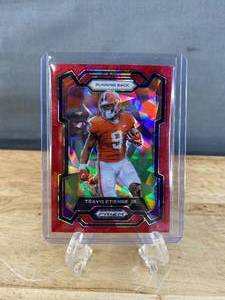 lot 64 image: 2024 Panini Prizm Draft Picks Travis Etienne JR Red Cracked Ice Prizm #59 T