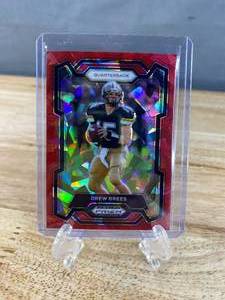 lot 82 image: 2024 Panini Prizm Draft Picks Drew Brees Red Cracked Ice Prizm #88 T