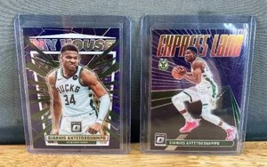 lot 94 image: Giannis Antetokounmpo 2023-24 Panini Donruss Optic Express Lane & My House Prizm T
