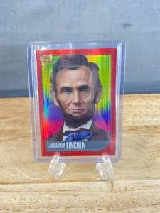 lot 101 image: 2021 Pieces of the Past Abraham Lincoln Red Refractor #1 J