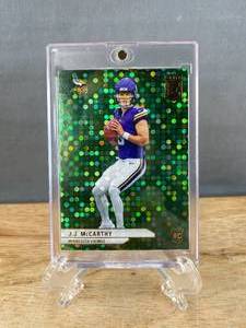 lot 20 image: 2024 Panini Donruss Elite JJ McCarthy Green Disco RC #105 T