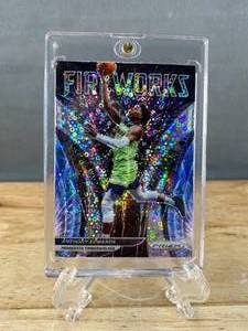lot 22 image: 2021-22 Panini Prizm Anthony Edwards Fireworks Prizm #23 T