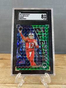 lot 24 image: 2023 Panini Mosaic Josh Allen Elevate Green Prizm #E-JA Graded SGC 8 T
