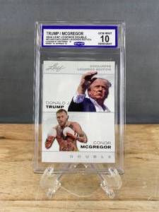 lot 25 image: 2024 Leaf Legends Double TrumpMcGregor Exclusive Legends Edition Graded CCG Gem Mint 10 J