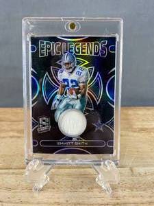 lot 39 image: 2023 Panini Spectra Emmitt Smith Authentic Memorabilia Epic Legends Prizm Numbered 8199 #ELM-ESM J