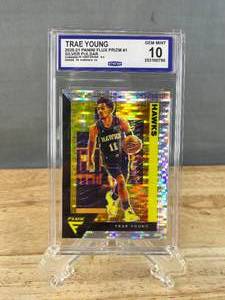 lot 42 image: 2020-21 Panini Flux Trae Young Silver Pulsar Prizm #1 Graded CCG Gem Mint 10 T
