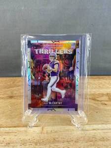 lot 44 image: 2024 Panini Rookies&Stars JJ McCarthy Thrillers Silver Prizm RC #T-JMY T