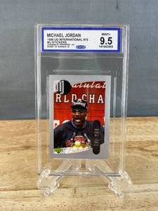 lot 47 image: 1998 Upper Deck International Michael Jordan Sticker #75 Graded CCG Mint 9.5 J