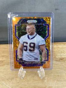 lot 54 image: 2021 Panini Prizm Brock Lesnar Orange Disco Prizm #134 T