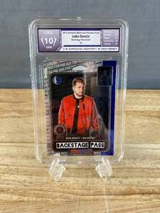 lot 198 image: 2019-20 Panini NBA Hoops Luka Doncic Backstage Pass Premium Stock #3 Graded C3 Gem Mint 10 J