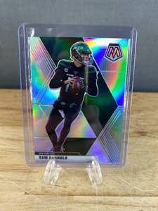 lot 232 image: 2020 Panini Mosaic Sam Darnold Silver Prizm Trading Card #156 J