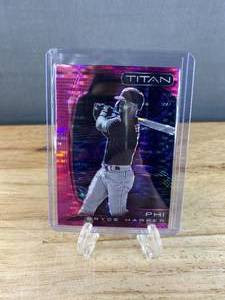 lot 236 image: 2022 Panini Chronicles Titan Bryce Harper Pink Building Blocks Trading Card #24 J