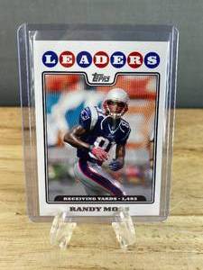 lot 238 image: 2008 Topps Randy Moss New England Patriots Trading Card #293 J