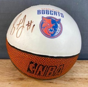 lot 569 image: NBA Basketball Charlotte Bobcats Stephen Jackson Autographed Mini Basketball Q