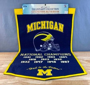 lot 42C image: New The Dynasty Collection Michigan Wolverines NCAA National Champions Banner $69.99 Retail Q