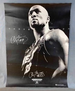 lot 35C image: NBA Miami Heat Basketball Alonzo Mourning Autographed Poster 24 x 18 Q