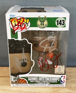 lot 30A image: Team Autographed Giannis Antetokounmpo Milwaukee Bucks NBA Basketball Funko Pop - 5 Signatures I