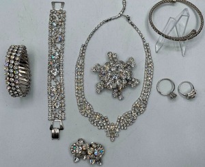 lot 14 image: Rhinestone and Sterling Jewelry Uncas Sterling Rings