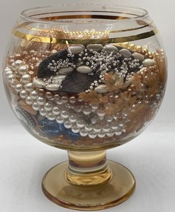 lot 37 image: Glass Vase Filled with Pearls, Beads and More for Repair or Crafting