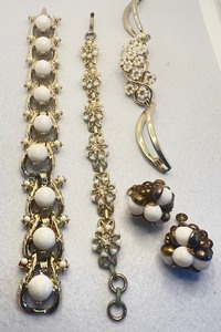 lot 64 image: Miriam Haskell Earrings and Kramer Bracelet