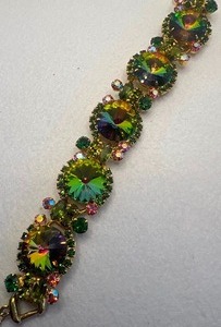 D and E Juliana Style Vintage Watermelon Rivoli Heliotrope Bracelet STUNNING
