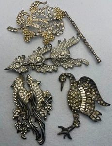 lot 93 image: 1930s-1940s Style Rhinestone Brooches one marked Chanel
