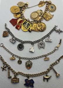 lot 96 image: Lot of 4 Vintage Charm Bracelets