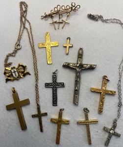 lot 109 image: Lot of Crosses - Pins, Pendants,  Necklaces