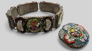 lot 100 image: Italian Micromosaic Bracelet and PinBrooch
