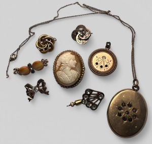 Antique Carved Athena Cameo 12K GF and Starburst Paste Stones Victorian Locket 12K GF