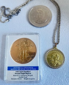 lot 114 image: Replica 1907 Saint-Gaudens Double Eagle $20 Gold Coin NIP
