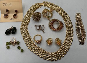 lot 48 image: Topaz Citrine and Gold Tone Jewelry Lot